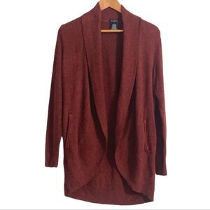 Max & Mia Rust Brown Long Open Front Cardigan  Side Pockets Women Size S